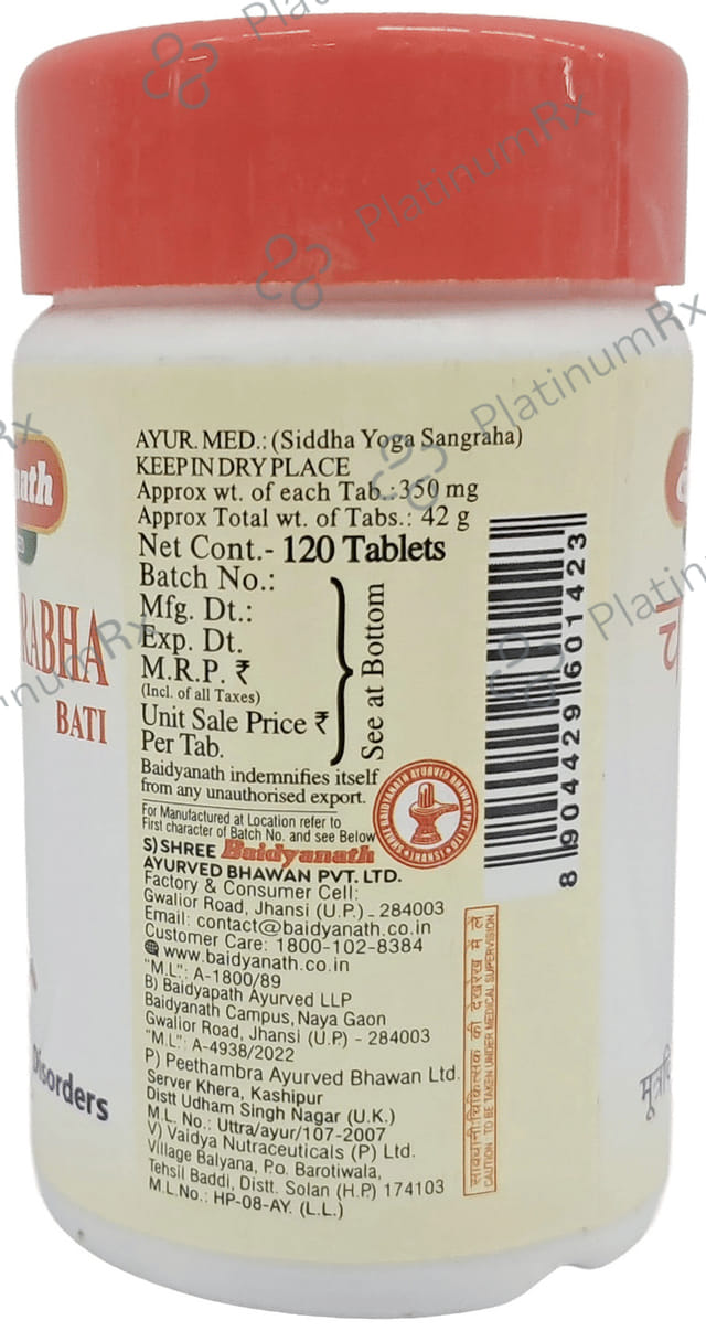 Baidyanath (Jhansi) Chandraprabha Bati 120 tablets