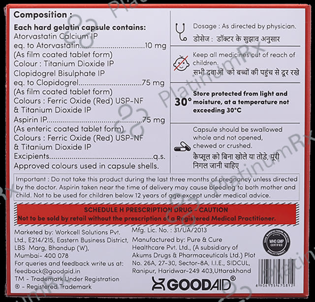 Goodvastatin Gold 10/75/75mg Capsule 15s