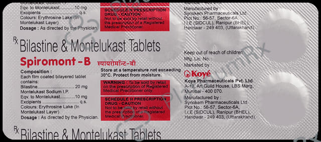 Spiromont B 20/10mg Tablet 10s