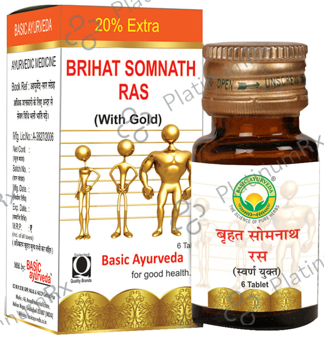 Basic Ayurveda Brihat Somnath Ras (With Gold) 6 tablets