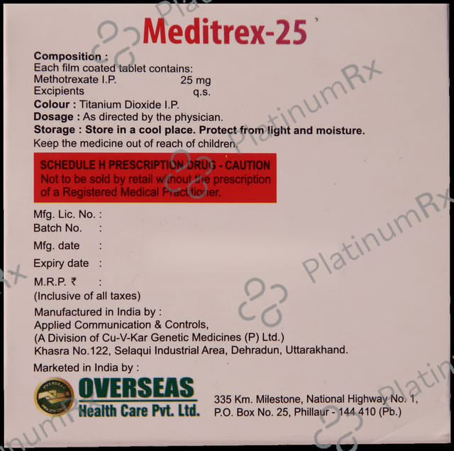 Meditrex 25mg Tablet 4s