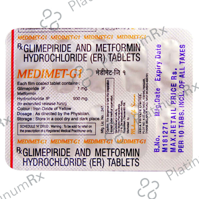 Medimet G 1mg/500mg Tablet