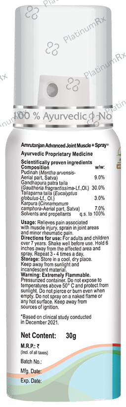 Amrutanjan Advanced Joint Muscle + Spray 30 gm