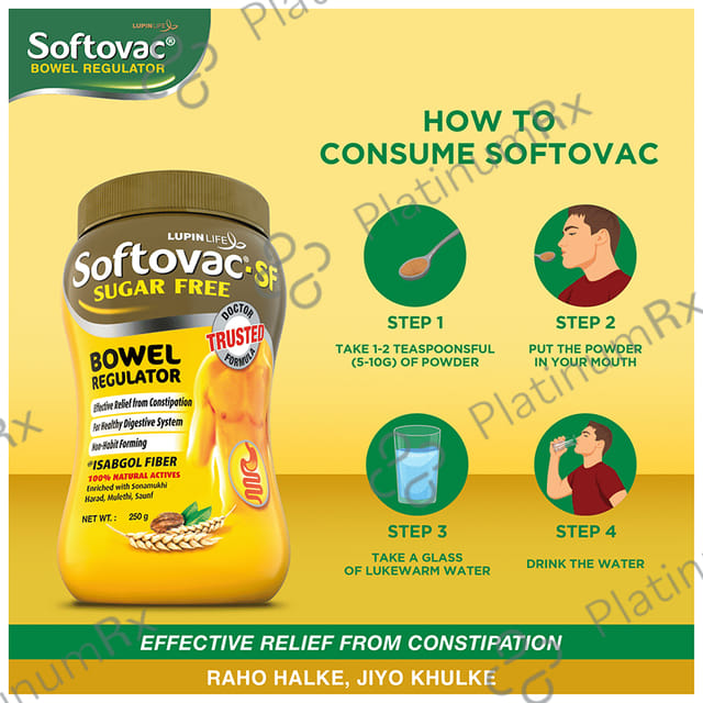Softovac SF Bowel Regulator Eases Constipation Powder 250gm