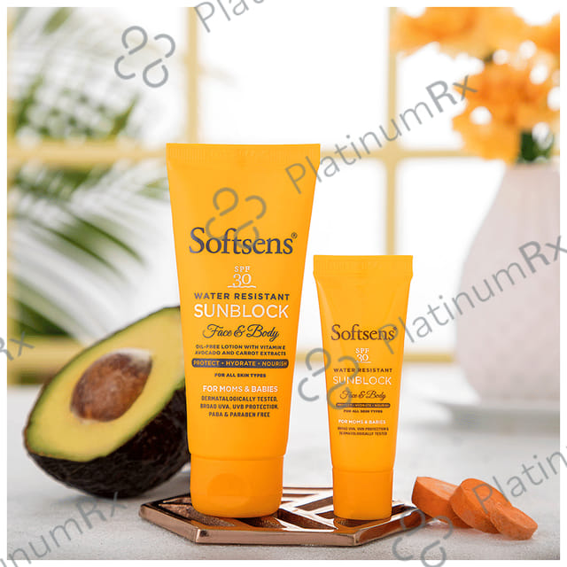 Softsens SPF 30 Water Resistant Sunblock Face and Body Lotion 50gm