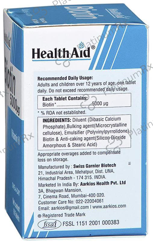 Healthaid Biotin 5000mcg Tablet 60s