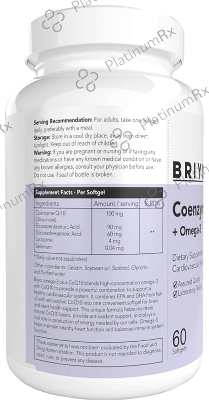 Briyo Coenzyme Q10 + Omega 3 Softgel for Heart Health