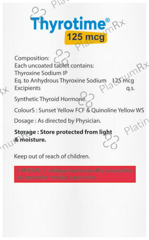 Thyrotime 125mcg Tablet 100s