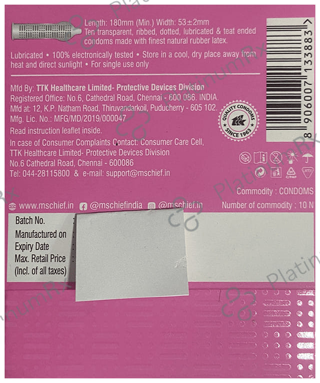 MsChief Dotted & Ribbed Condom 10s