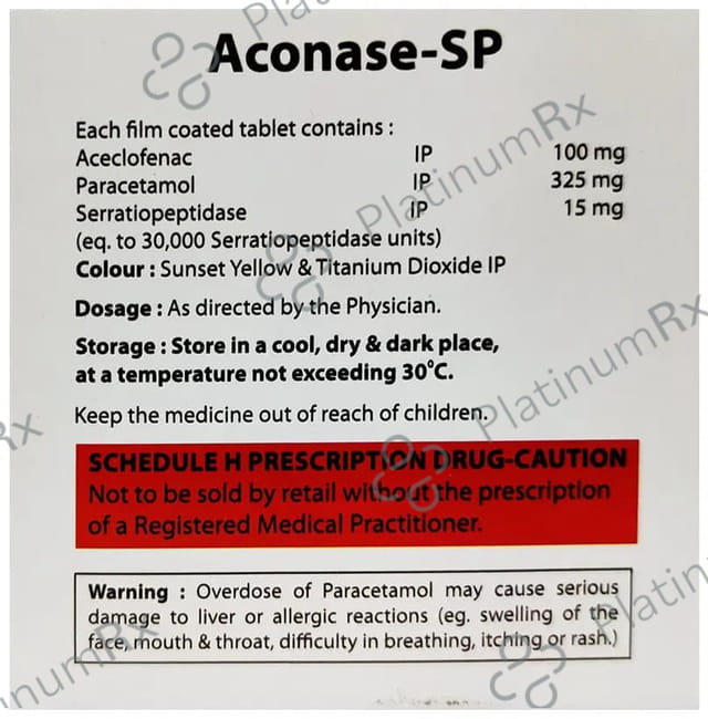 Aconase SP 100/325/15mg Tablet 10s