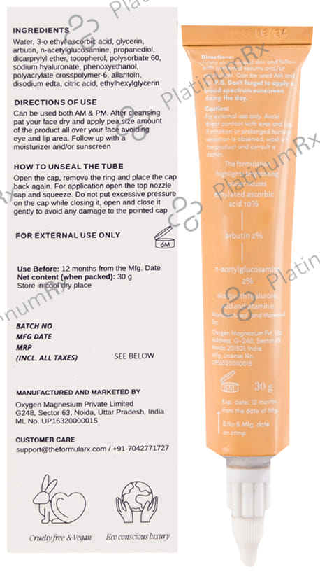 The Formularx Vitamin C Arbutin N-acetylglucosamine Serum