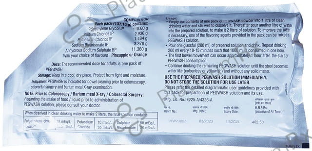 Pegwash Sachet 137.15gm