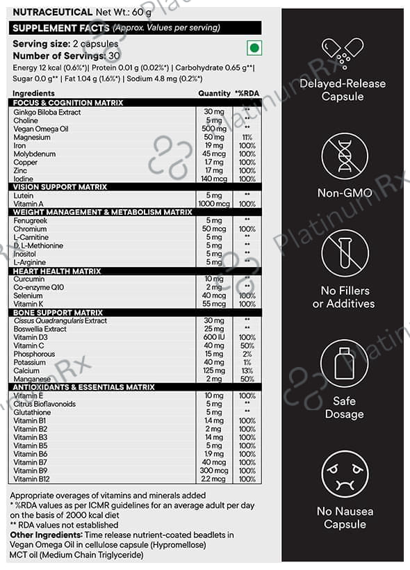 Wellbeing Nutrition Slow Multi for Him 50+ - With Ginkgo Biloba & Lutein for Energy & Performance - Capsule