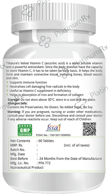 Nature's Velvet Vitamin C 1000mg Tablet