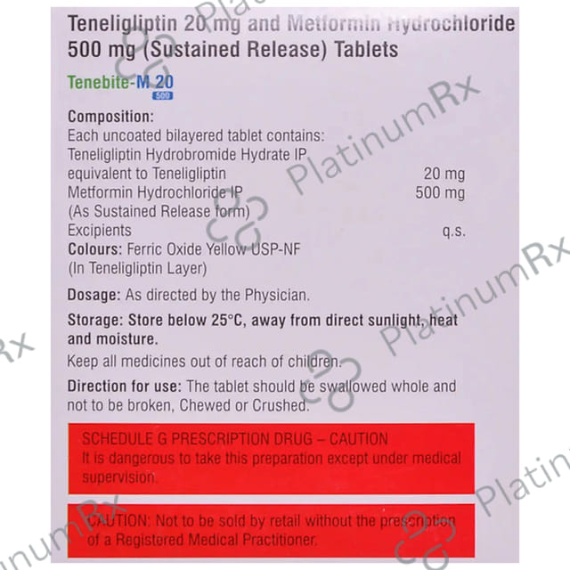 Tenebite M 20/500mg Tablet SR 15s