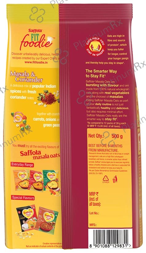Saffola Masala Oats with High Fibre & Protein - Flavour Masala & Coriander