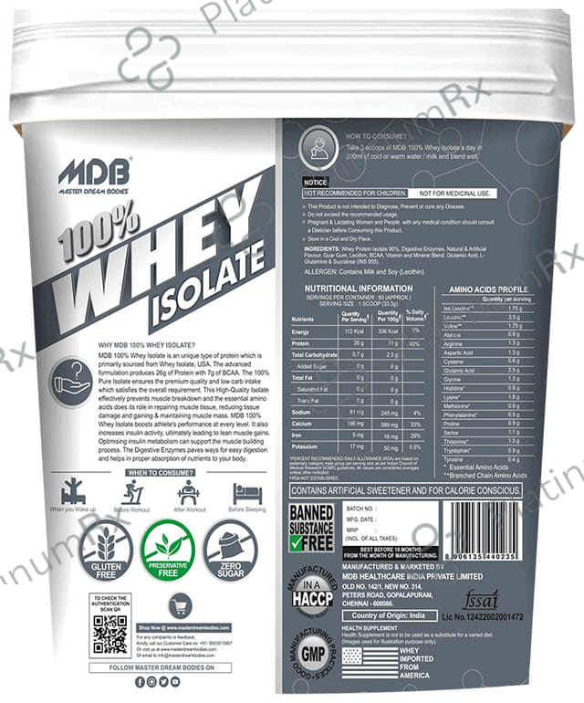 MDB Master Dream Bodies 100% Whey Isolate Strawberry 3 kg