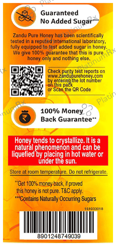 Zandu Pure Honey for Energy & Weight Management No Sugar Adulteration 500gm