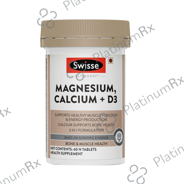 Swisse Ultiboost Magnesium, Calcium + D3 - Tablet for Muscles, Energy & Bone Health