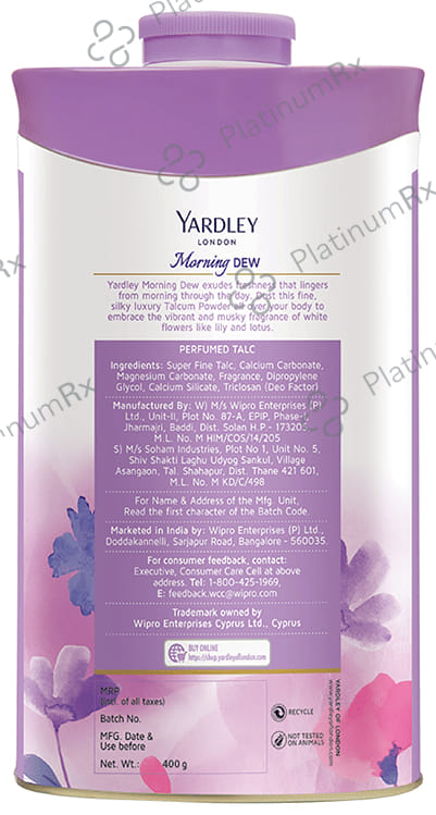 Yardley London Morning Dew Perfumed Talc 400 gm