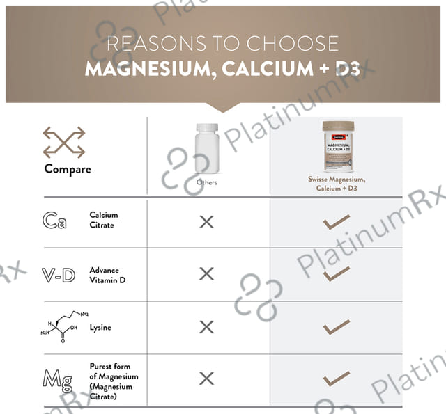 Swisse Ultiboost Magnesium, Calcium + D3 - Tablet for Muscles, Energy & Bone Health