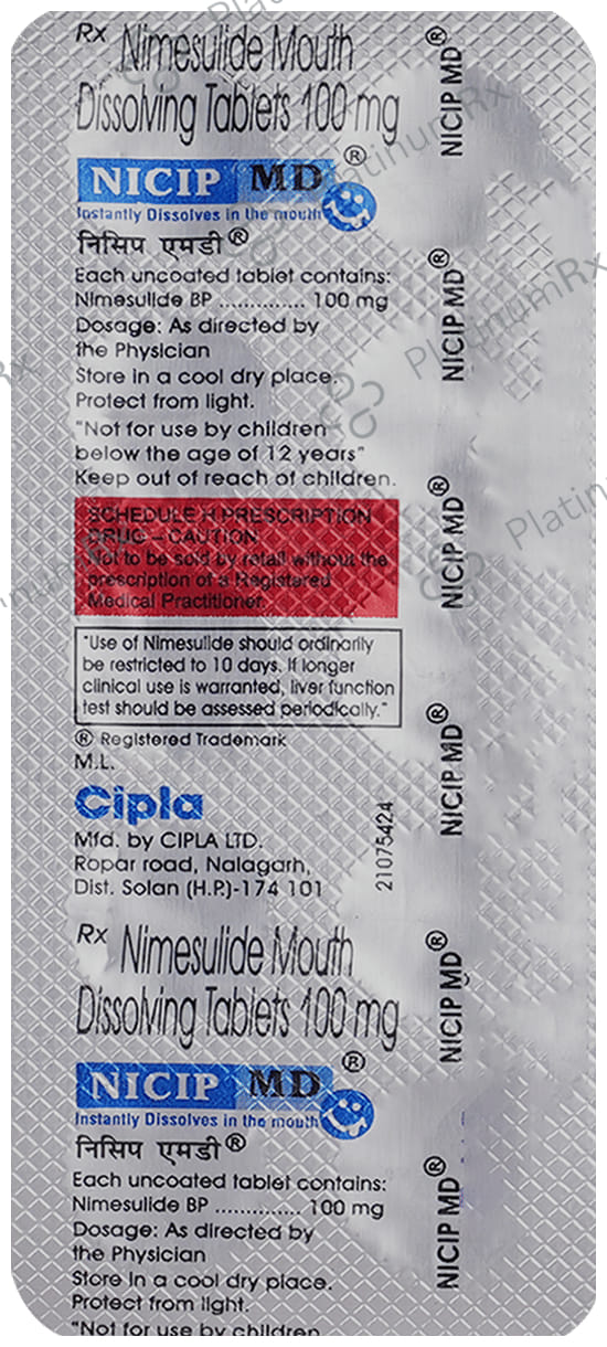 Nicip MD 100mg Tablet 10s