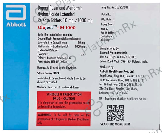 Gluject M 1000/10mg Tablet ER 15s