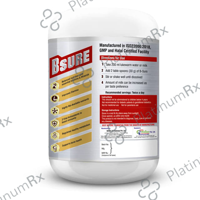 B Sure Vanilla Flavour Regular Powder 400gm