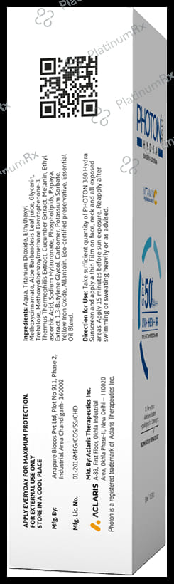 Photon Hydra 360 SPF 50+ PA +++ Sunscreen Fluid Cream 50ml