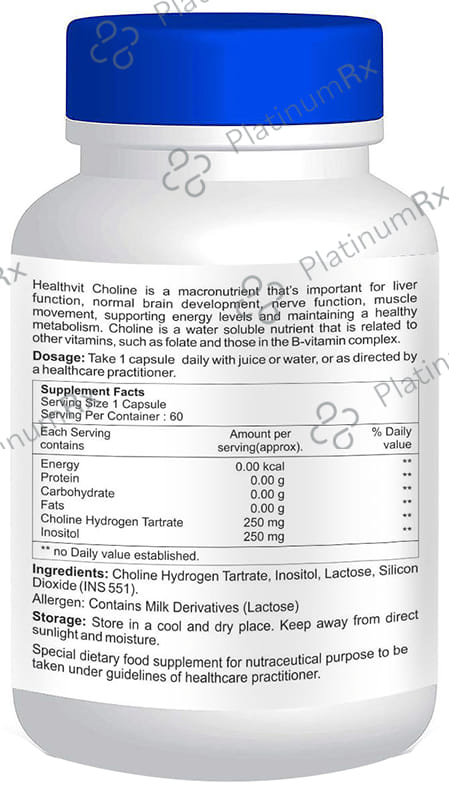 HealthVit Choline & Inositol - For Fat Metabolism, Brain, Nerve & Liver Health - Capsule