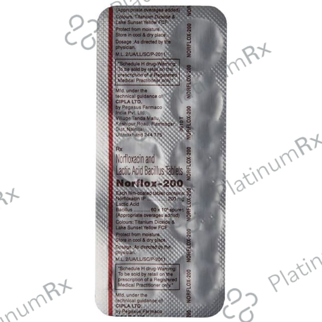 Norflox 200mg/60M Tablet 10s