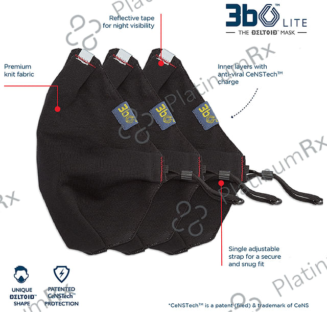 3bo XL Black Deltoid Lite Face Mask with Knit Fabric