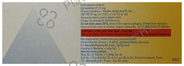 Sandimmun Neoral 25mg Soft Gelatin Capsule 50s