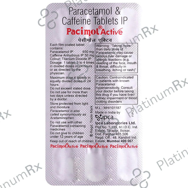 Pacimol Active 50/650mg Tablet 10s