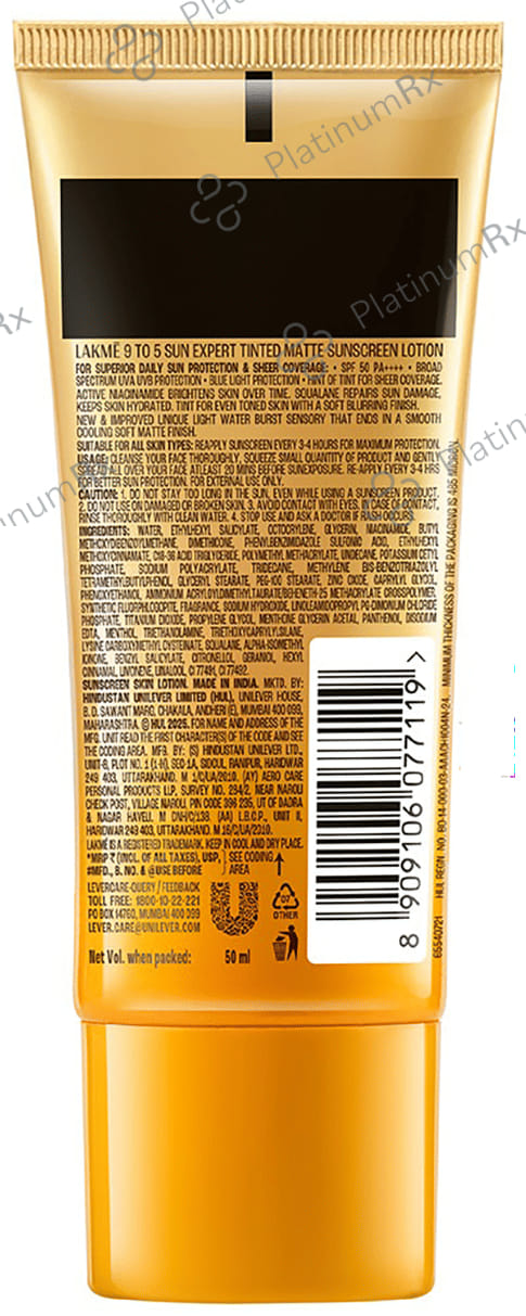 Lakme Sun Expert Tinted Sunscreen SPF 50 PA+++ Cream 50gm