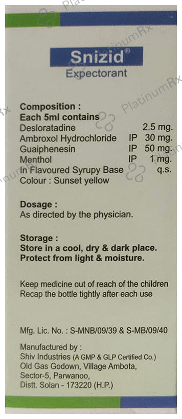 Snizid Expectorant 60ml