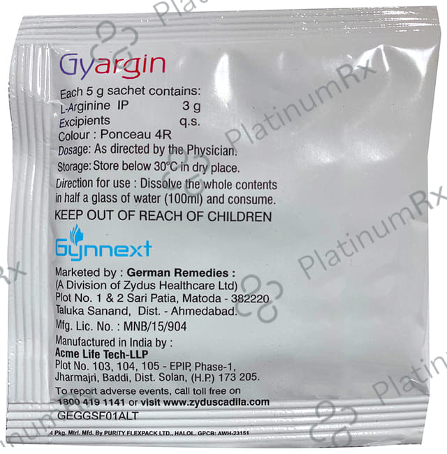 Gyargin Strawberry Flavour Sugar Free Sachet 5gm