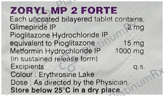 Zoryl MP2 Forte 2/1000/15mg Tablet SR