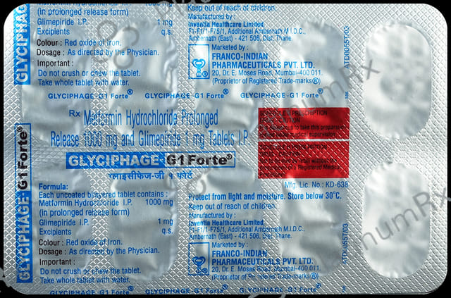 Glyciphage G 1/1000mg Tablet PR 10s