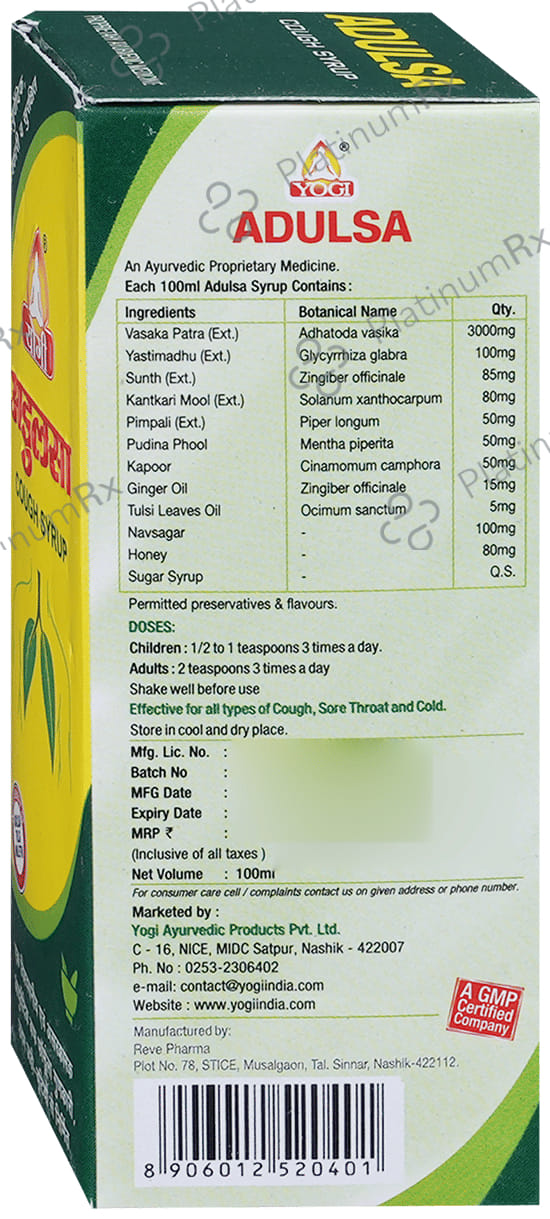 Yogi Adulsa Cough Syrup 100ml