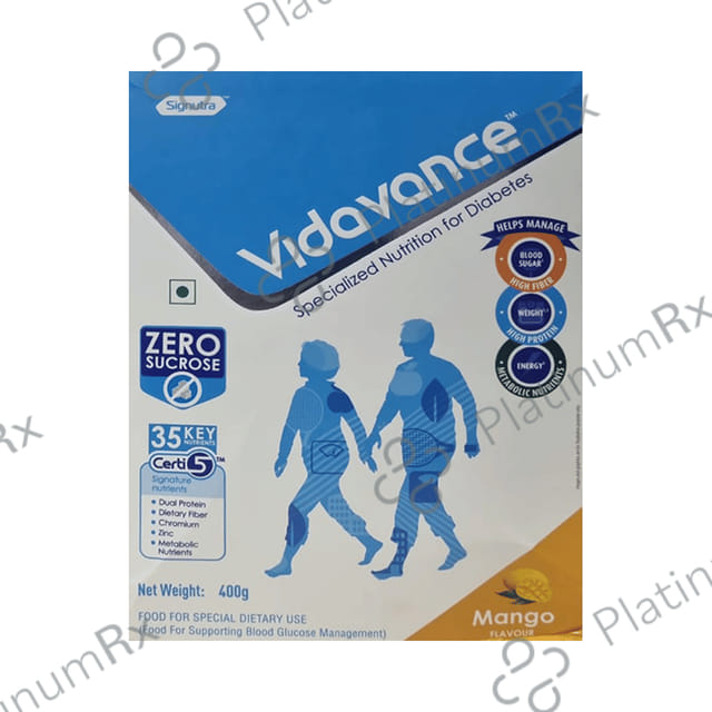 Vidavance Powder for Diabetes Sucrose Free Mango Flavour Powder 400gm