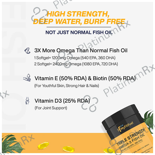 MyFitFuel Triple Strength Omega 3 Fish Oil 1200mg Soft Gelatin Capsule 30 capsules