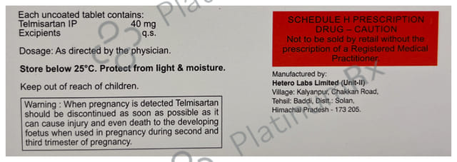 Telmirose 40mg Tablet