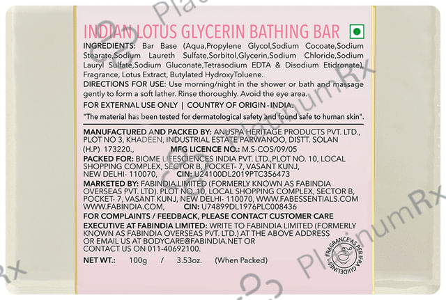 Fabessentials Indian Lotus Glycerin Bathing Bar
