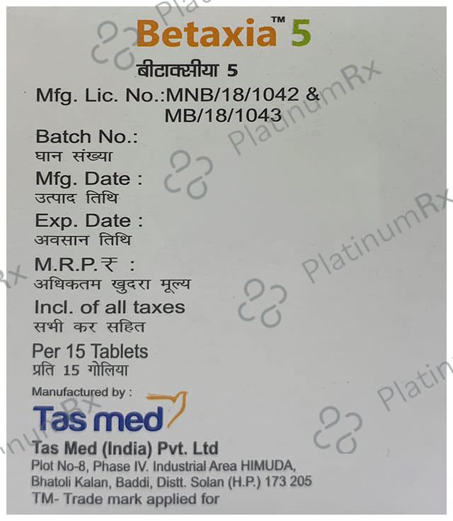 Betaxia 5mg Tablet 15s
