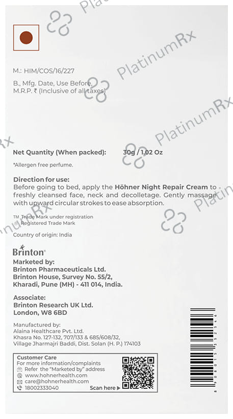 Hohner Night Repair Cream
