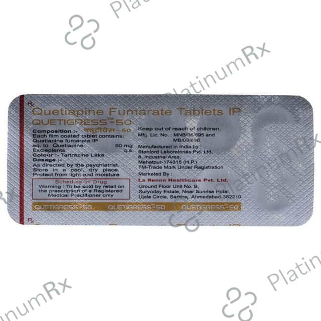Quetigress 50mg Tablet 10s