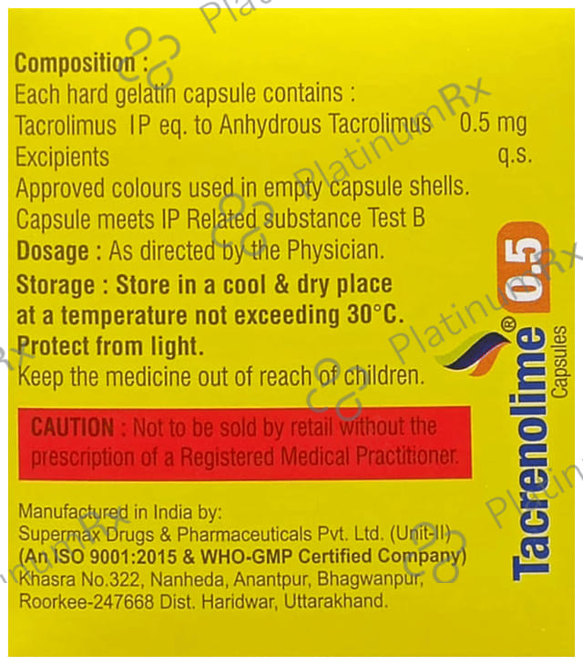 Tacrenolime 0.5mg Capsule 10s