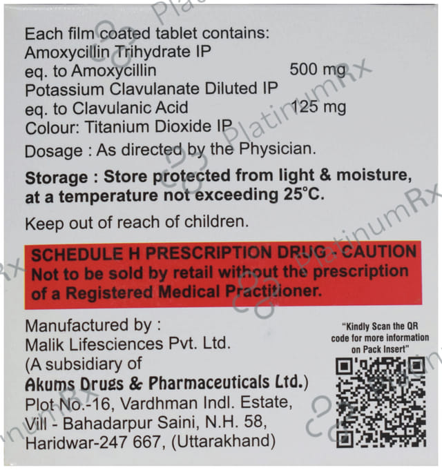 Rephaclav 625 500/125mg Tablet 10s
