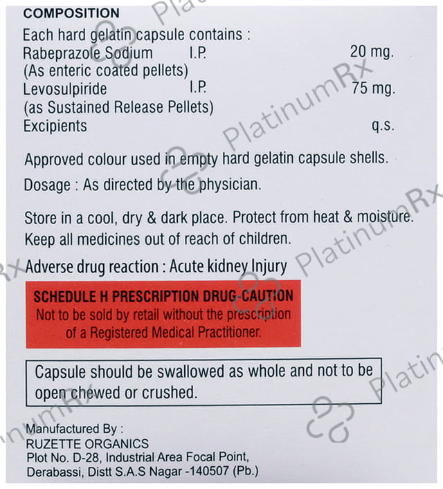 Rabkon 75/20mg LEV Capsule SR 10s